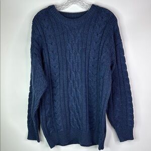 Woolovers Blue Wool Fisherman Sweater Size Medium